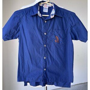 Disney Store Mickey Blue Collared Button Up Shirt Boys Size Large 10/12 cotton